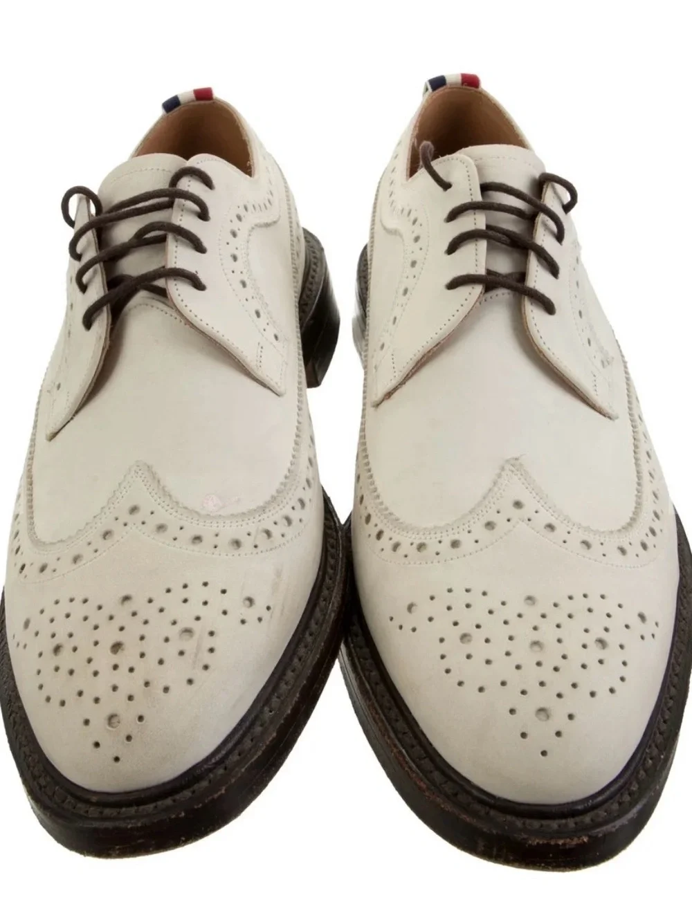 Thom Browne White Brogue Derby with Brown Laces